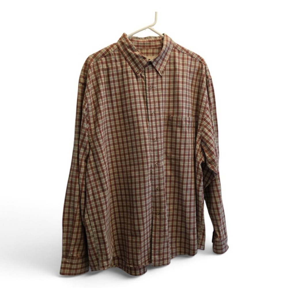 Vintage Y2K Eddie Bauer Long Sleeve Plaid Button Down Shirt Men's XL Red Green